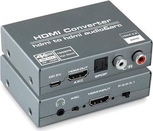 4K@60HZ HDMI Audio Extractor, avedio links HDMI to HDMI with Optical TOSLINK SPDIF + 5.1/2CH + 3.5mm RCA R/L Audio Converter HDMI Audio Splitter Adapter Supports HDMI 2.0, HDCP 2.2, 18Gpbs for PS5