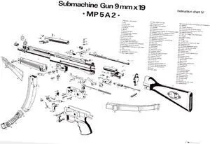 Submachine Gun Exploded Chart Poster 24"x36" 24x36 Instructional