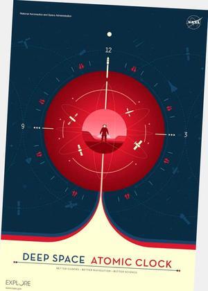 Nasa Atomic Clock Poster 24"x36" 24x36 Red