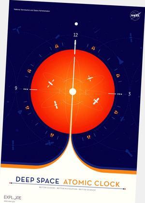 Nasa Atomic Clock Poster 24"x36" 24x36 Orange