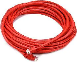 Monoprice Cat6 Ethernet Patch Cable - Network Internet Cord - RJ45, Stranded, 550Mhz, UTP, Pure Bare Copper Wire, 24AWG, 30ft, Red