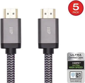 Monoprice 8K Braided HDMI 2.1 Cable - 3 Feet - Black (5 Pack) Certified Ultra High Speed, 8k@60Hz, 48Gbps, Compatible With Sony PS5 / PS5 Digital Edition / Xbox Series X & Series S and More Monoprice 8K Braided HDMI 2.1 Cable - 3 Feet - Black (5 Pack) Certified Ultra High Speed, 8k@60Hz, 48Gbps, Compatible With Sony PS5 / PS5 Digital Edition / Xbox Series X & Series S and More