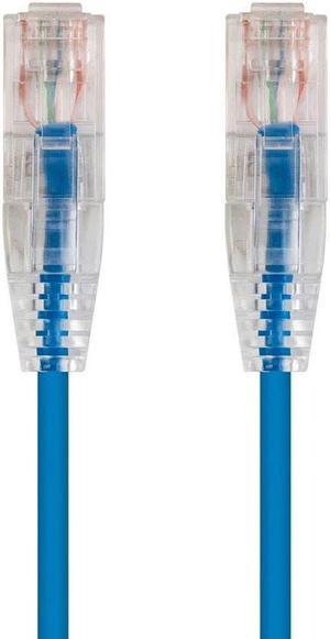 Monoprice Cat6 Ethernet Patch Cable - 2 feet - Blue | Snagless RJ45 Stranded 550MHz UTP CMR Riser Rated Pure Bare Copper Wire 28AWG - SlimRun Series