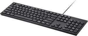 Monoprice Select Style Wired USB 104 Keys Full Size Keyboard Low-Profile Tilt Legs Compatible PC Laptop Desktop Windows