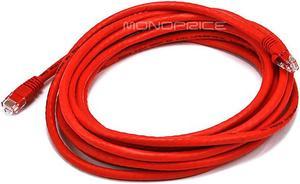 Monoprice Cat6 Ethernet Patch Cable - Network Internet Cord - RJ45, Stranded, 550Mhz, UTP, Pure Bare Copper Wire, 24AWG, 14ft, Red