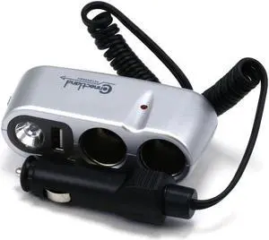 Car Charger Multi-Socket With Light And USB Port 0.5mAh