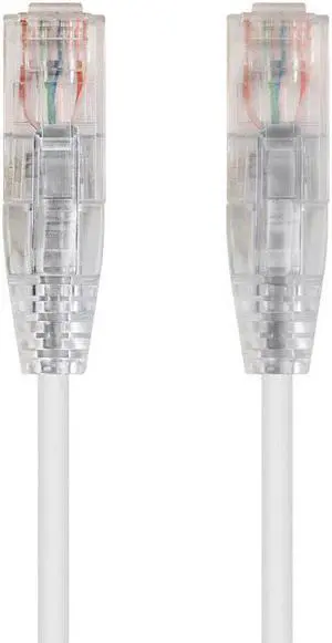 Monoprice Cat6 Ethernet Patch Cable - 7 feet - White | Snagless RJ45 Stranded 550MHz UTP CMR Riser Rated Pure Bare Copper Wire 28AWG - SlimRun Series