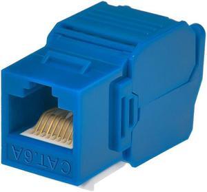 Monoprice Cat6A RJ45 Toolless 180-Degree Keystone Jack for 22-24AWG Solid Wire, Blue