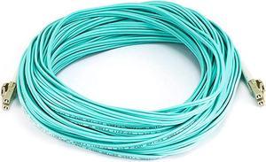 Monoprice Fiber Optic Cable - 25 Meter - Aqua | LC to LC, OM3, 50/125 Type, Multi Mode, 10Gb, Duplex