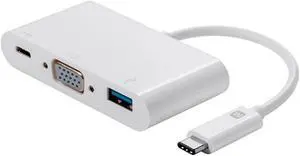 Monoprice USB-C VGA Multiport Adapter - White, With USB 3.0 Connectivity & Mirror Display Resolutions Up To 1080p @ 60hz - Select Series