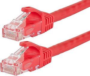 Monoprice Cat6 Ethernet Patch Cable - 14 Feet - Red | Network Internet Cord - RJ45, Stranded, 550Mhz, UTP, Pure Bare Copper Wire, 24AWG - Flexboot Series