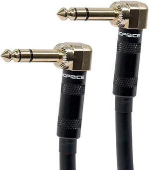 Monoprice Premier Series 1/4 Inch (TRS) Male Right Angle to Male Right Angle 16AWG Cable Cord - 1.5 Feet- Black (Gold Plated)