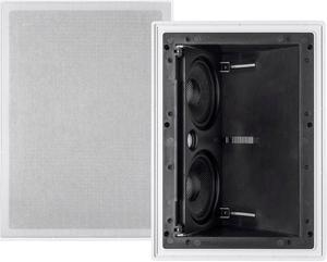 Monoprice 2-way Carbon Fiber In-Wall Surround Speaker - Dual 5.25 Inch (Single) Vari-Angled With Paintable Grille - Alpha Series