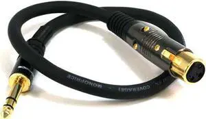 Monoprice 1.5ft Premier Series XLR Female to 1/4in TRS Male Cable, 16AWG (Gold Plated)