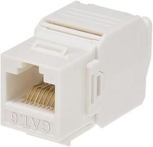 Monoprice Cat6 RJ45 Toolless 180-Degree Keystone Jack for 22-24AWG Solid Wire, White