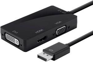 Monoprice DisplayPort 1.2a to 4K HDMI, Dual Link DVI, and VGA Passive Adapter, Black (112802)