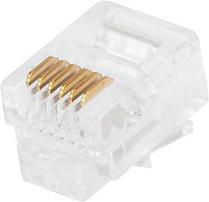 Monoprice 50-pcs RJ12 6P6C Plug for Flat Stranded Cable