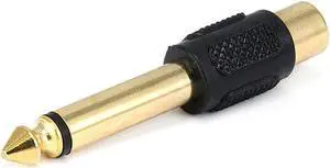 Monoprice 1/4in (6.35mm) TS Mono Plug to RCA Jack Adapter, Gold Plated (Yellow plastic center)