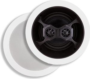 Monoprice 2-Way In-Ceiling Speakers - 6.5 Inch, Dual Input Stereo, Glass Composite Woofer (Pair) - Aria Series