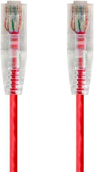 Monoprice Cat6 Ethernet Patch Cable - 7 feet - Red | Snagless RJ45 Stranded 550MHz UTP CMR Riser Rated Pure Bare Copper Wire 28AWG - SlimRun Series