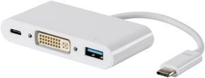 Monoprice USB-C DVI Multiport Adapter - White, With USB 3.0 Connectivity & Mirror Display Resolutions Up To 1080p @ 60hz - Select Series