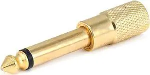 Monoprice Metal 1/4in (6.35mm) TS Mono Plug to 3.5mm TRS Stereo Jack Adapter, Gold Plated
