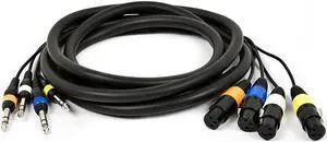 Monoprice 4-Channel TRS Male to XLR Female Snake 25AWG Cable Cord - 10 Feet- Black With Slim, Molded Connector Housing