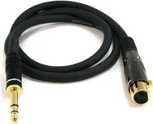 Monoprice XLR Female to 1/4in TRS Male Cable - 3 Feet | 16AWG, Gold Plated - Premier Series