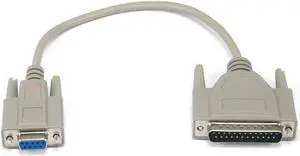 Monoprice 1ft Molded AT Modem DB9 Female to DB25 Male Cable