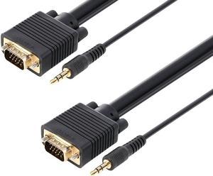 Monoprice 10ft Super VGA HD15 M/M CL2 Rated Cable w/ Stereo Audio and Triple Shielding (Gold Plated)
