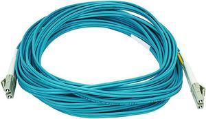 Monoprice Fiber Optic Cable - 10 Meter - Aqua | LC to LC, OM3, 50/125 Type, Multi Mode, 10Gb, Duplex