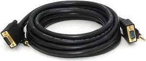 Monoprice Super VGA Cable - 15 Feet - Male to Male With Stereo Audio and Triple Shielding | CL2 Rated, HD15, Gold Plated