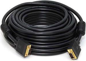 Monoprice Super VGA Cable - 50 Feet - Black | Male to Male With Ferrites For In-Wall Installation | Gold Plated, CL2 Rated