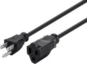Monoprice 3-Prong Extension Cord - 2 Feet - Black | NEMA 5-15P to NEMA 5-15R, 16AWG, 13A