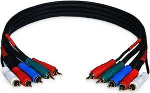 Monoprice 1.5ft 22AWG 5-RCA Component Video/Audio Coaxial Cable (RG-59/U) - Black