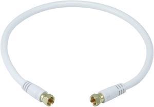 Monoprice 1.5ft RG6 (18AWG) 75Ohm, Quad Shield, CL2 Coaxial Cable with F Type Connector - White
