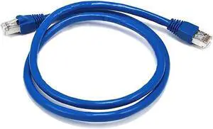Monoprice Cat6A Ethernet Patch Cable - 3 Feet - Blue | Snagless RJ45, Stranded, 550Mhz, STP, Pure Bare Copper Wire, 10G,26AWG