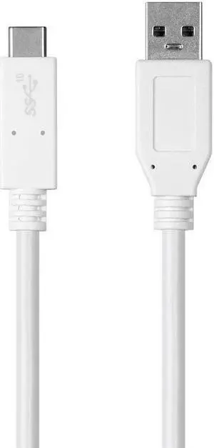 Monoprice USB C to USB A 3.1 Gen 2 Cable - 1 Meter (3.3 Feet) - White | Fast Charging, 10Gbps, 3A, 30AWG, Type C, Compatible with Xbox One / VR / Samsung Galaxy and More - Essentials Series