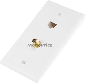 Monoprice Cat5e / F-Type Wall Plate (Cat5e + F-Type) - Coupler Type