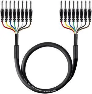 Monoprice 8-Channel 1/4 Inch TS Male to 1/4 Inch TS Male Snake 26AWG Cable C/d - 6 Feet With 8 Balanced Mono / Unbalanced Stereo Lines