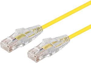 Monoprice Cat6 Ethernet Patch Cable - 7 feet - Yellow | Snagless RJ45 Stranded 550MHz UTP CMR Riser Rated Pure Bare Copper Wire 28AWG - SlimRun Series