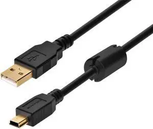Monoprice USB 2.0 Cable - 6 Feet - Black | A Male to Mini-B 5pin Male 28/24AWG Cable with Ferrite Core