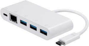 Monoprice Select Series USB-C to 3x USB-A 3.0, Gigabit Ethernet & USB-C (F) Adapter