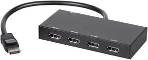 Monoprice 4-Port DisplayPort 1.2 to DisplayPort Multi-Stream Transport (MST) Hub, DP to DP, Ideal For Digital Signage, Large Video Displays In Schools