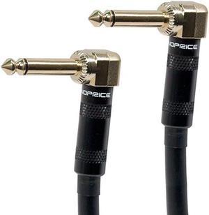 Monoprice Premier Series 1/4 Inch (TS) Right Angle Male to Right Angle Male 16AWG Audio Cable Cord - 3 Feet- Black (Gold Plated)