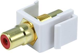 Monoprice Modular RCA Coupler Keystone Jack - White With Red Center