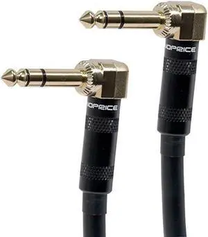 Monoprice Pro Audio Cable - 15 Feet - Black | 1/4 Inch (TRS) Right Angle Male to Male Right Angle 16AWG Cable Cord (Gold Plated) - Premier Series