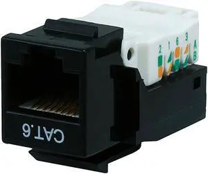 Monoprice Cat6 RJ45 Toolless Keystone Jack for 22-24AWG Solid Wire, Black