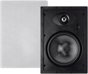 Monoprice 2-Way Carbon Fiber In-Wall Speakers - 8 Inch (Pair) With Paintable Magnetic Grille - Alpha Series