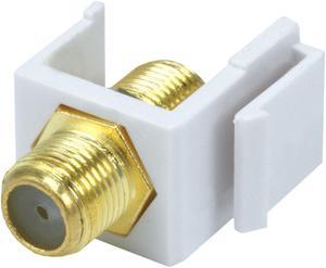 Monoprice Keystone Jack - Modular F Type (White) - (No Logo) For Use With Keystone Panels Or Wall Plates